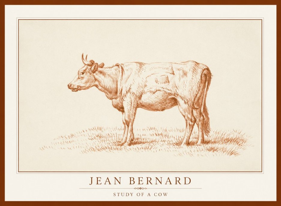 Jean Bernard Study of a Cow XIX No1 - Poster