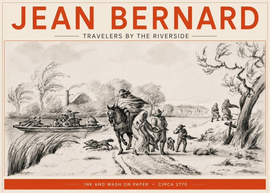 Jean Bernard Travelers by the Riverside No5 - Poster