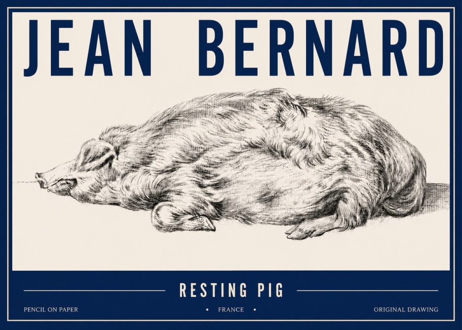 Jean Bernard Resting Pig II No5 - Poster