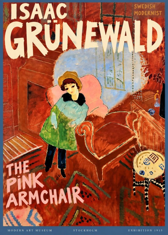 Isaac Grünewald Interior with Young Girl No3 - Poster