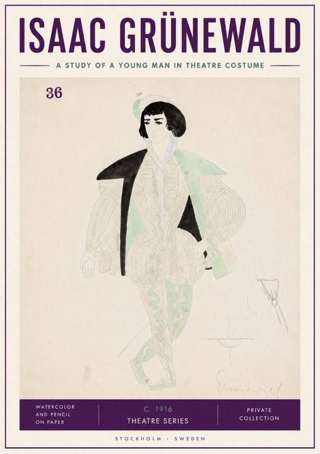 Isaac Grünewald A Study of a Young Man in Theatre Costume No3 - Poster