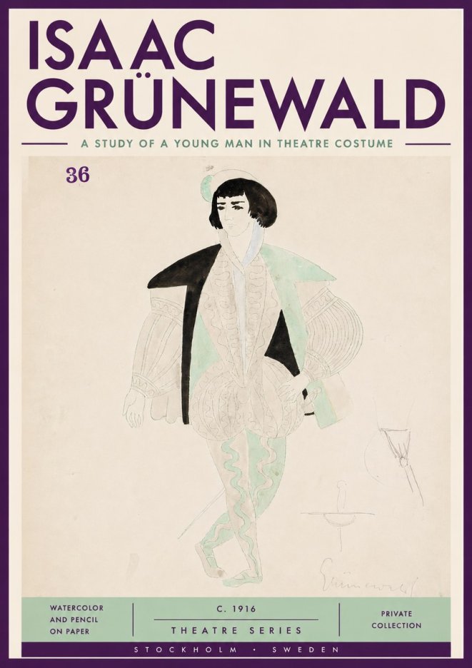 Isaac Grünewald A Study of a Young Man in Theatre Costume No4 - Poster