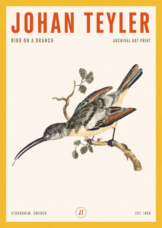 Johan Teyler Bird on a Branch No2 - Poster