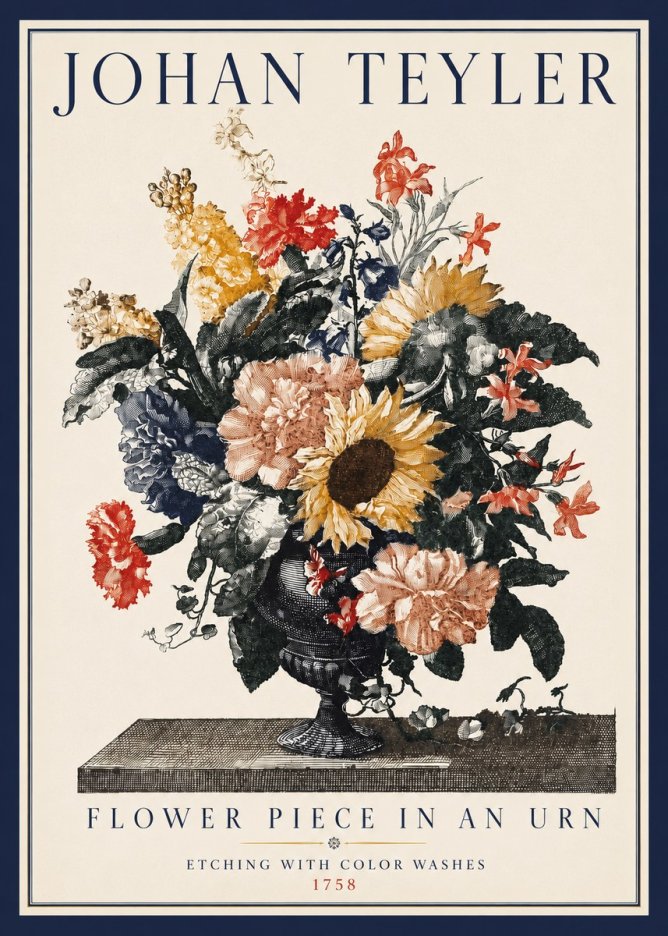Johan Teyler Flower Piece in an Urn I No3 - Poster