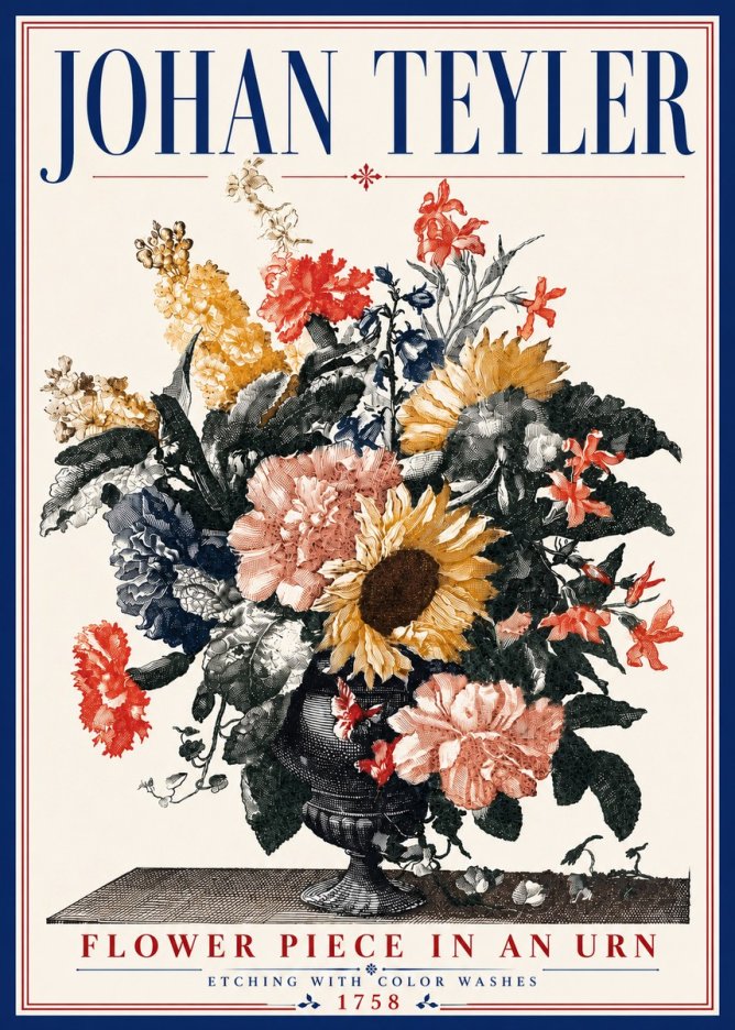 Johan Teyler Flower Piece in an Urn I No6 - Poster