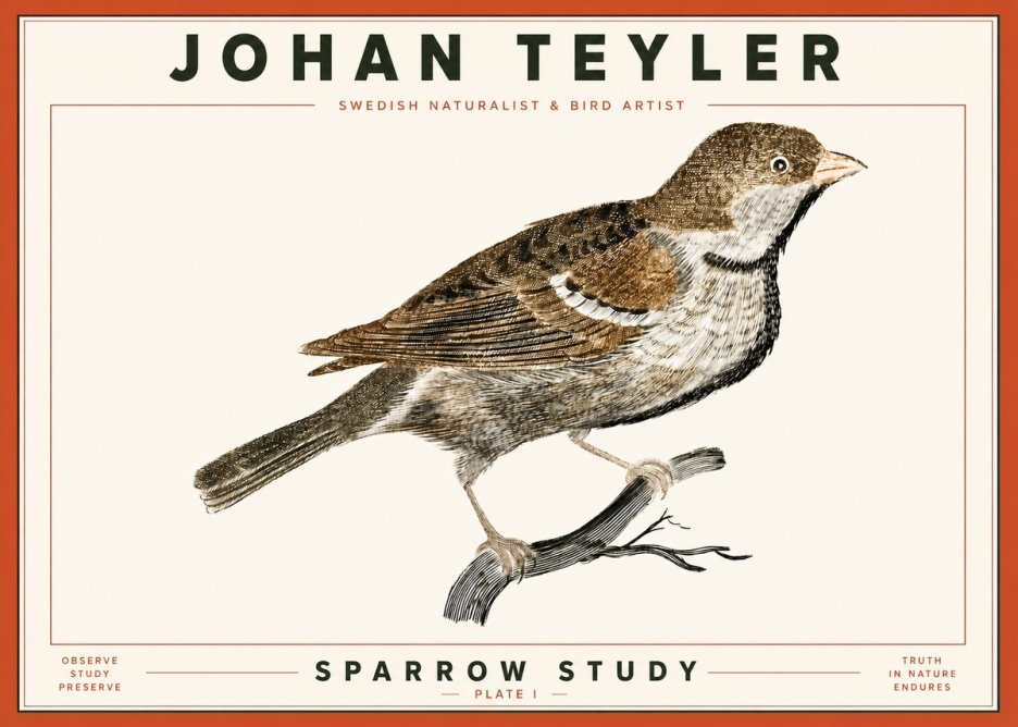 Johan Teyler Sparrow Study No4 - Poster