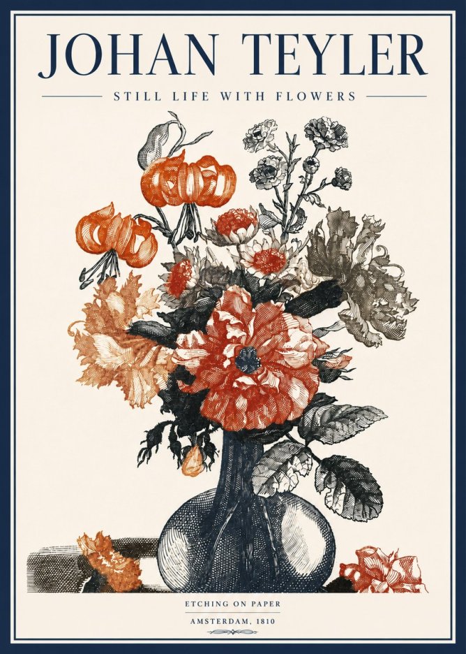 Johan Teyler Still Life with Flowers No3 - Poster