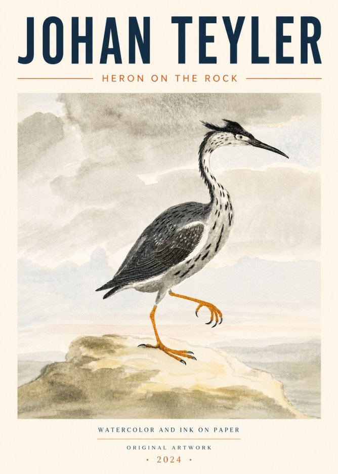 Johan Teyler Heron on the Rock No4 - Poster