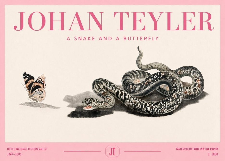 Johan Teyler Snake and Butterfly No4 - Poster