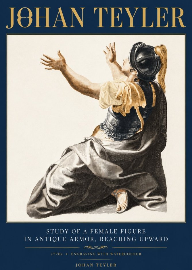 Johan Teyler Study of a Female Figure in Antique Armor, Reaching Upward No6 - Poster