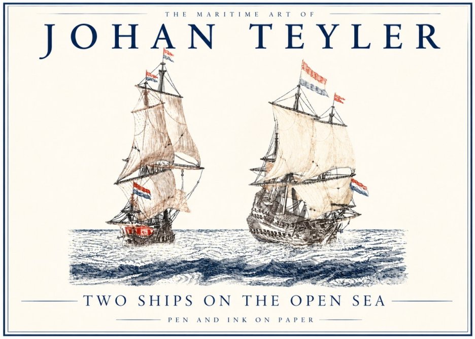 Johan Teyler Two Ships on the Open Sea No3 - Poster