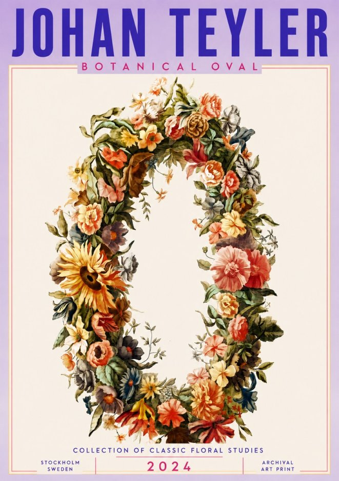Johan Teyler Floral Oval No6 - Poster