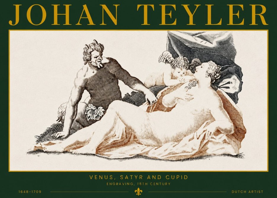 Johan Teyler Venus, Satyr and Cupid No2 - Poster