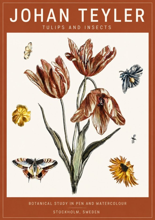 Johan Teyler Tulips and Insects No4 - Poster