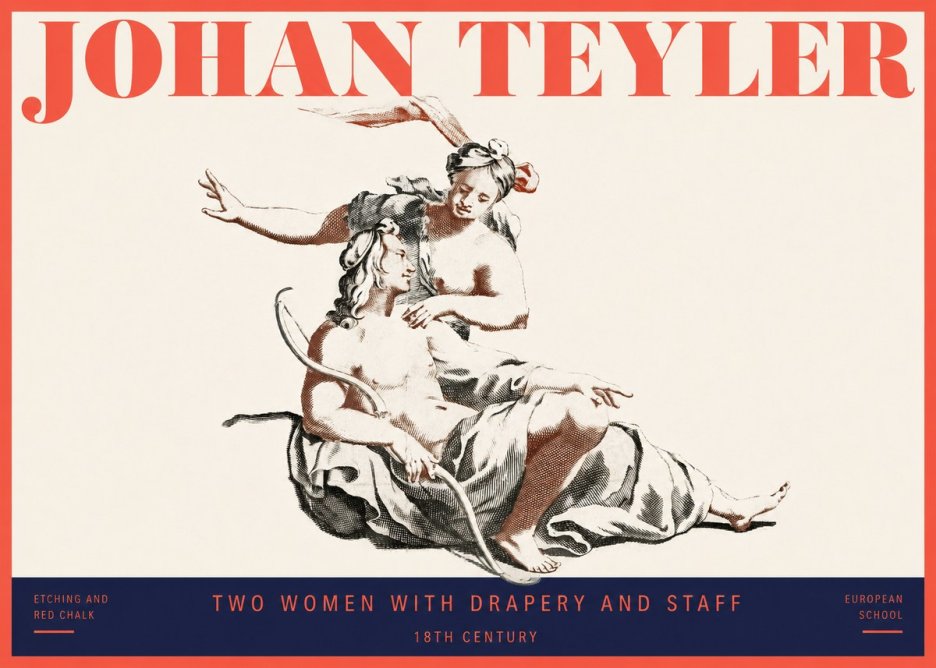 Johan Teyler Two Women with Drapery and Staff No2 - Poster