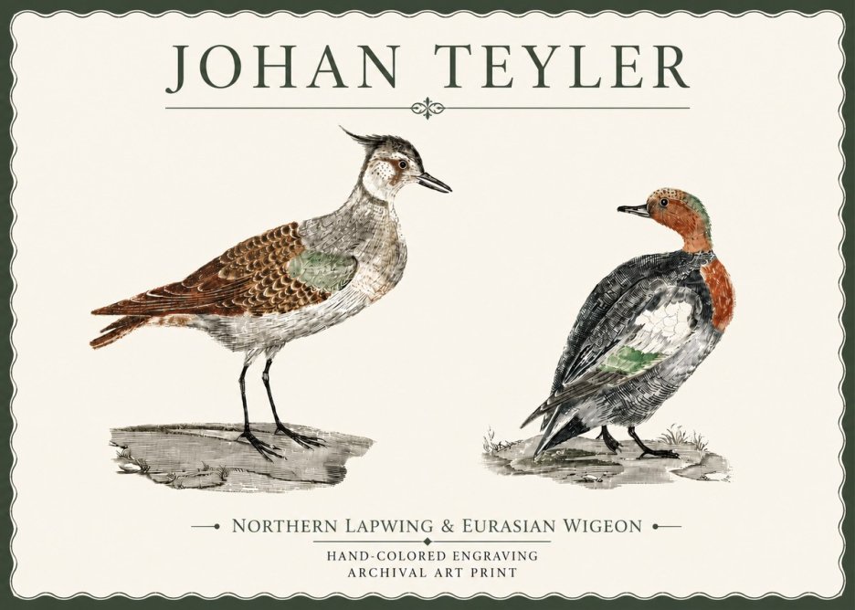 Johan Teyler Northern Lapwing & Eurasian Wigeon No4 - Poster
