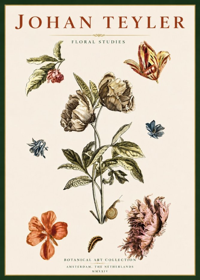 Johan Teyler Floral Studies No4 - Poster