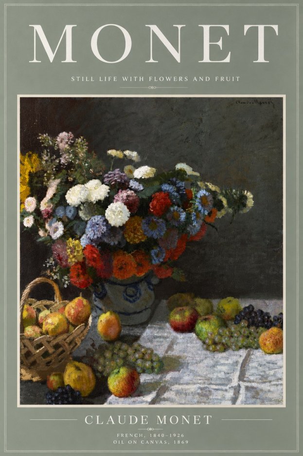 Monet Still Life with Flowers and Fruit No5 - Poster