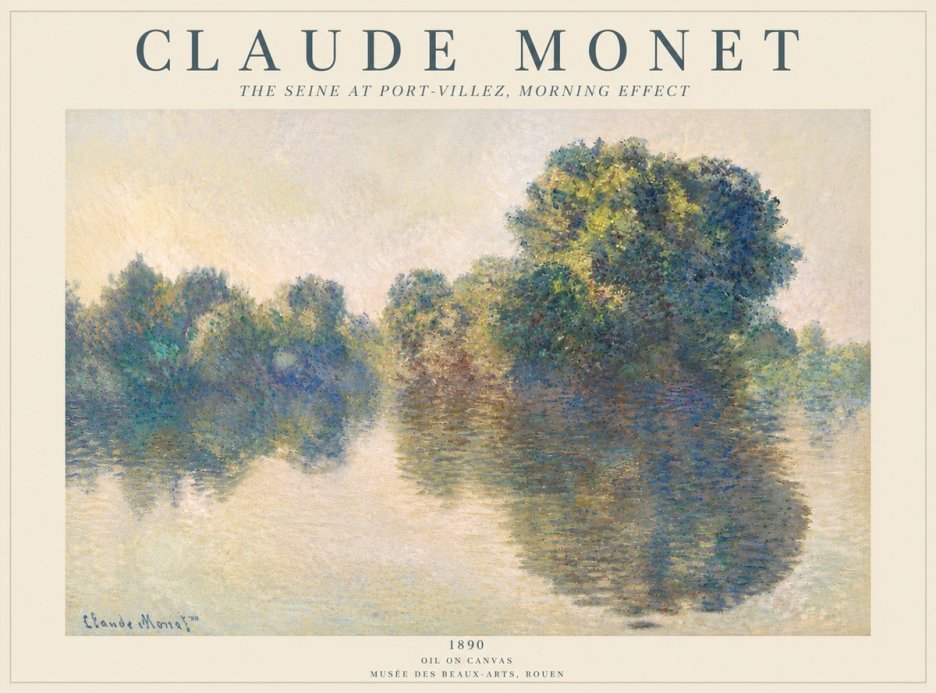 Monet The Seine at Port-villez, Morning Effect No5 - Poster