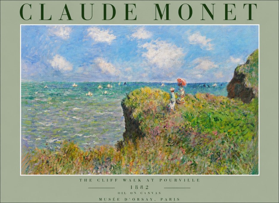Monet The Cliff Walk at Pourville No3 - Poster