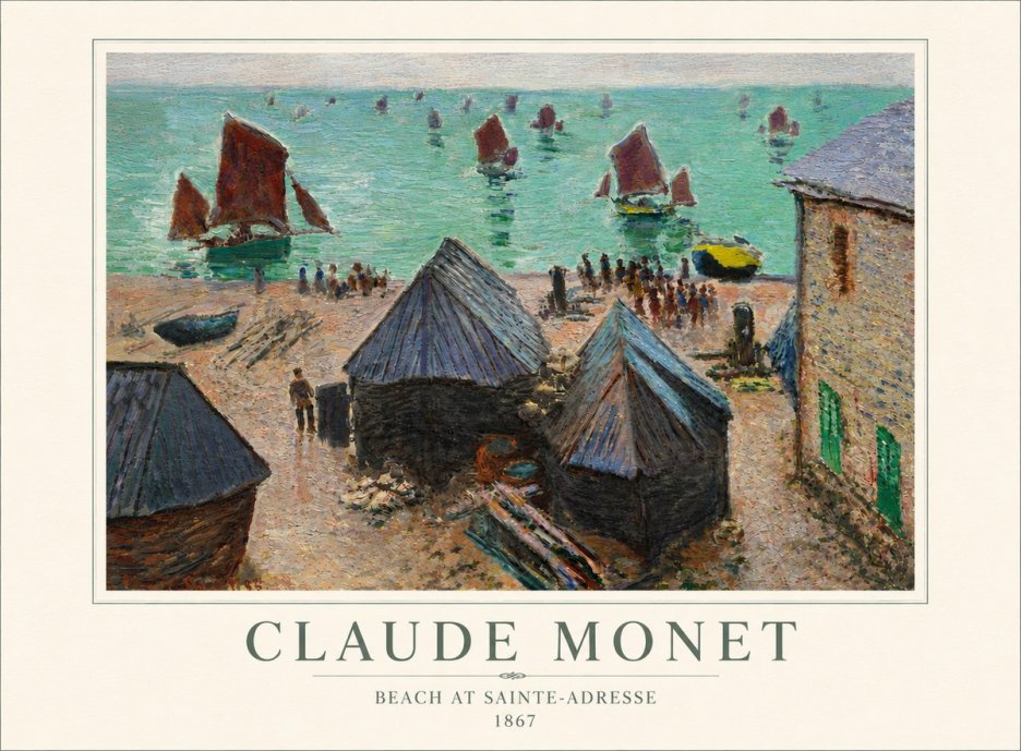 Monet Beach at Sainte-adresse No6 - Poster