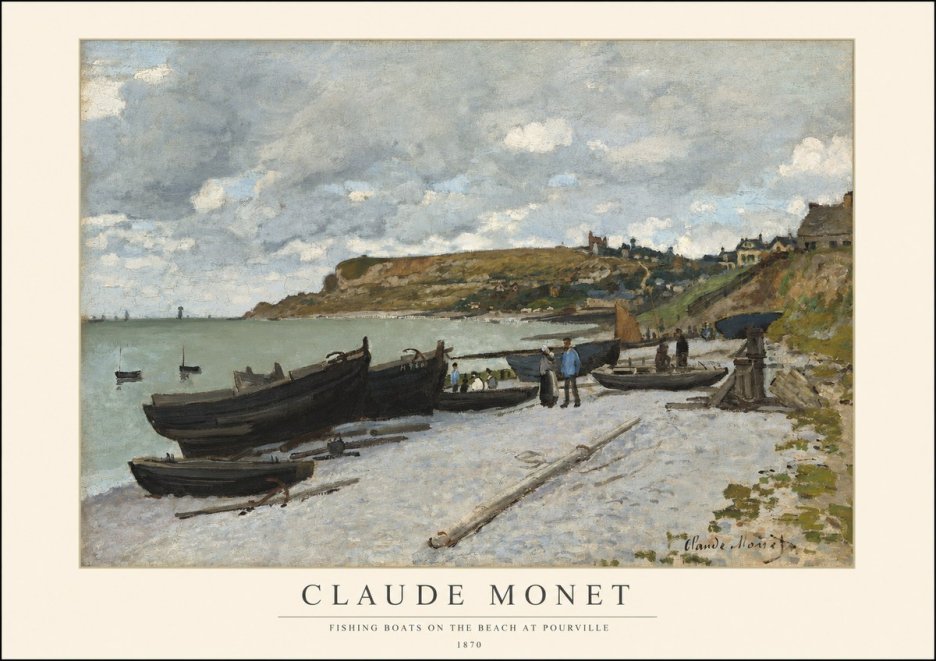 Monet Fishing Boats on the Beach at Pourville No1 - Poster