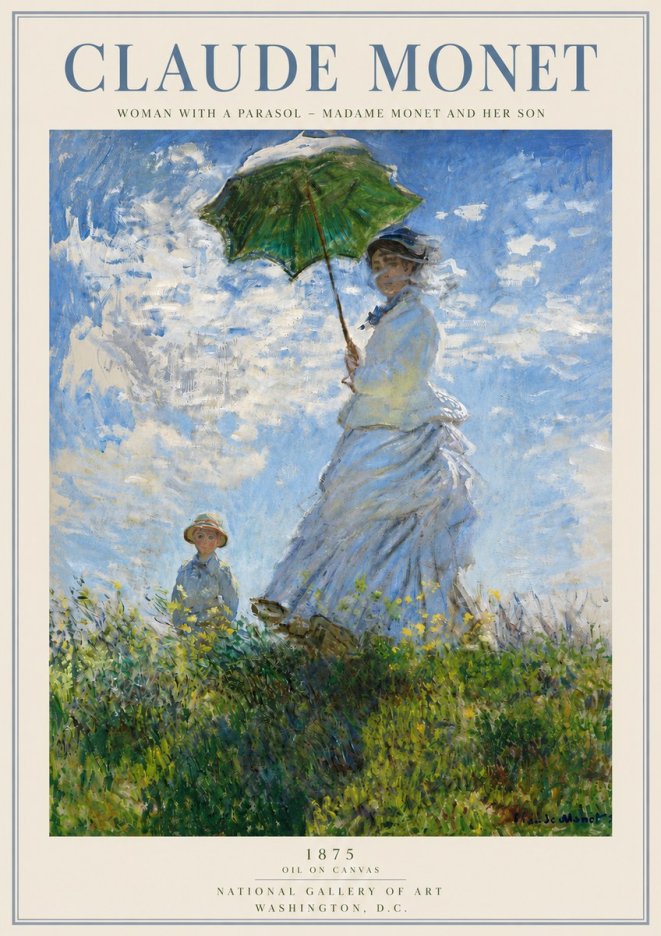 Monet Woman with a Parasol – Madame Monet and Her Son No4 - Poster