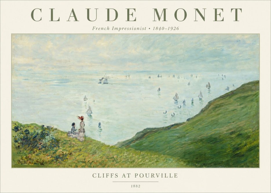 Monet Cliffs at Pourville I No2 - Poster