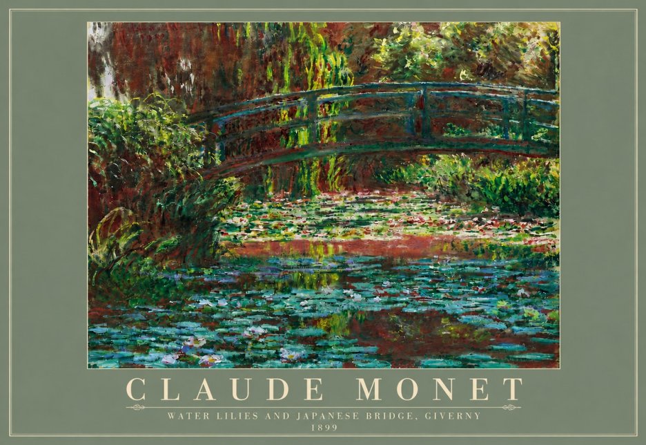 Monet Water Lilies and Japanese Bridge, Giverny No4 - Poster