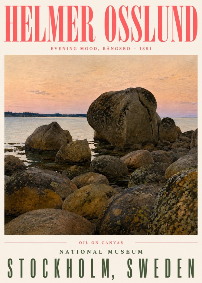 Helmer Osslund Evening Mood, Bångsbo - 1891 No6 - Poster
