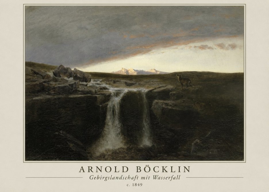 Arnold Böcklin Gebirgslandschaft Mit Wasserfall No1 - Poster
