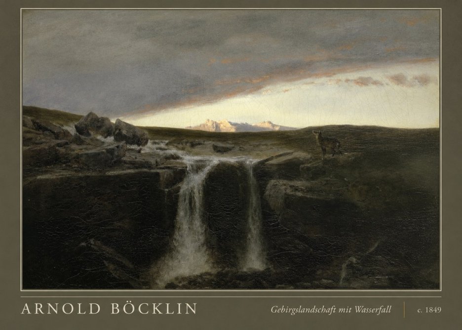 Arnold Böcklin Gebirgslandschaft Mit Wasserfall No3 - Poster