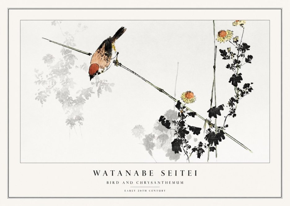 Watanabe Seitei Bird and Chrysanthemum No1 - Poster