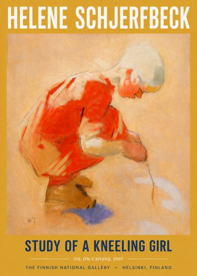 Helene Schjerfbeck Study of a Kneeling Girl No6 - Poster