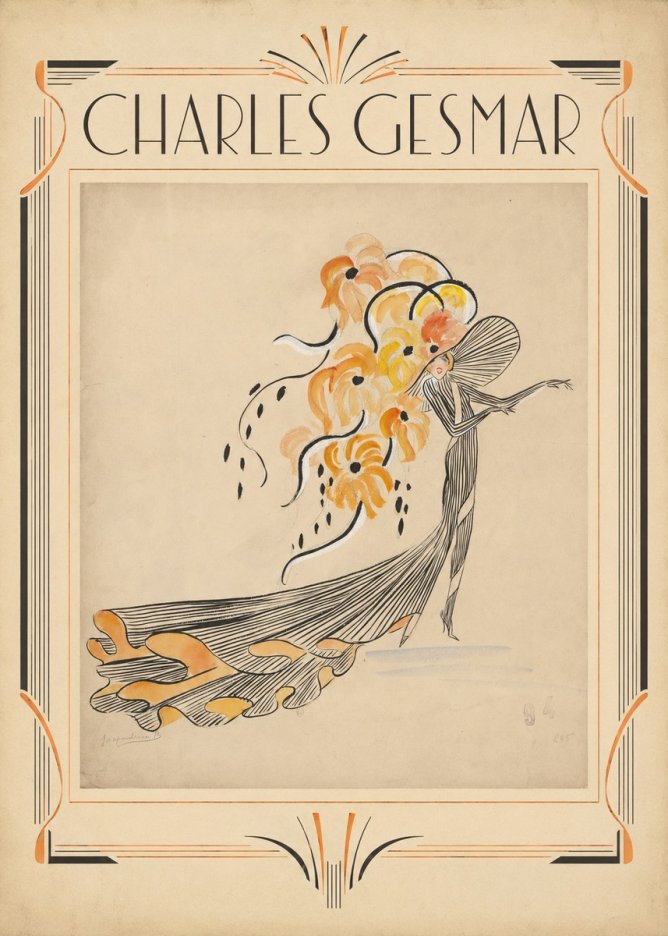 Charles Gesmar Lady with Floral Headdress No1 - Poster