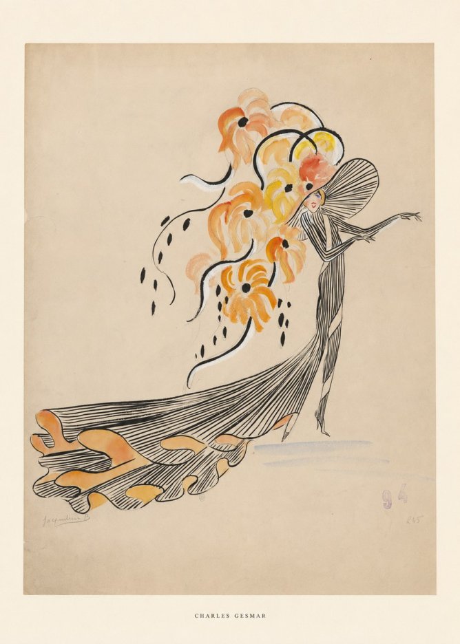 Charles Gesmar Lady with Floral Headdress No5 - Poster