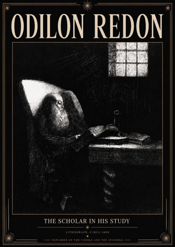 Odilon Redon The Scholar in His Study No3 - Poster