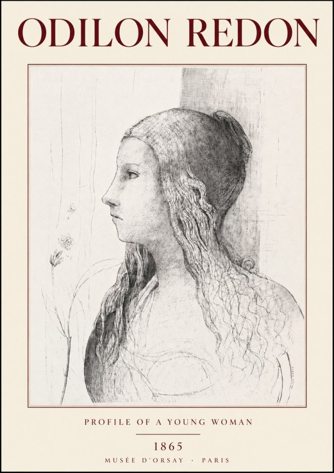 Odilon Redon Profile of a Young Woman No3 - Poster