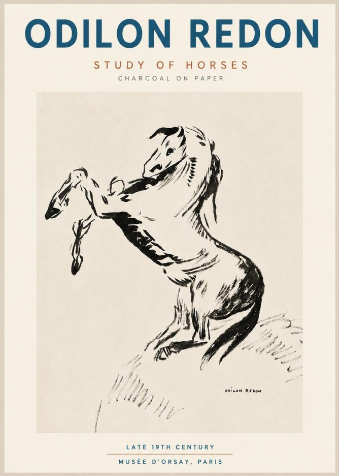 Odilon Redon Study of Horses No4 - Poster