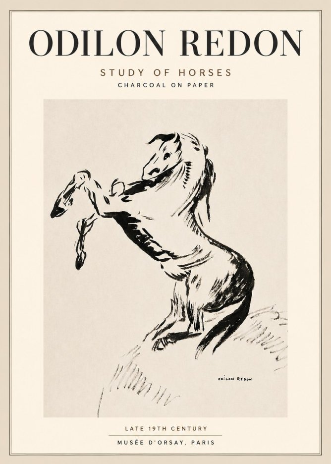 Odilon Redon Study of Horses No5 - Poster