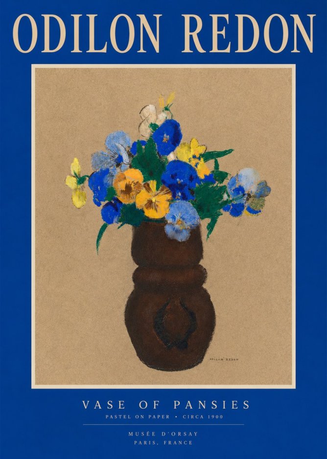 Odilon Redon Vase of Pansies No2 - Poster