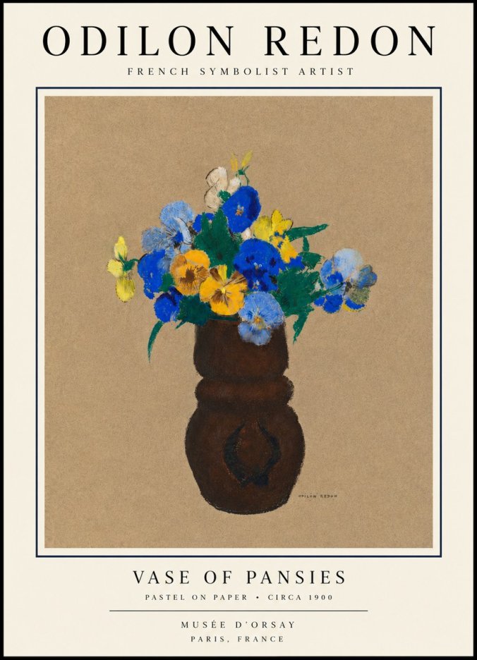 Odilon Redon Vase of Pansies No3 - Poster