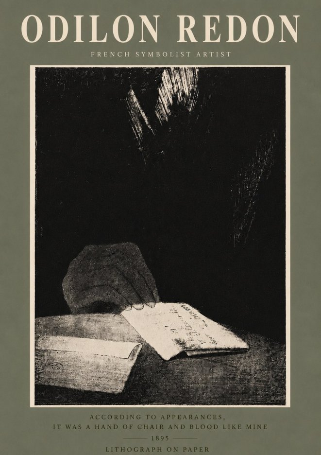 Odilon Redon According to Appearances, It Was a Hand of Chair and Blood Like Mine, No5 - Poster