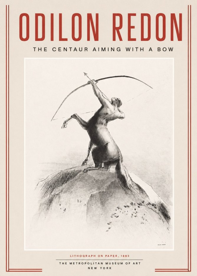 Odilon Redon The Centaur Aiming with a Bow No2 - Poster