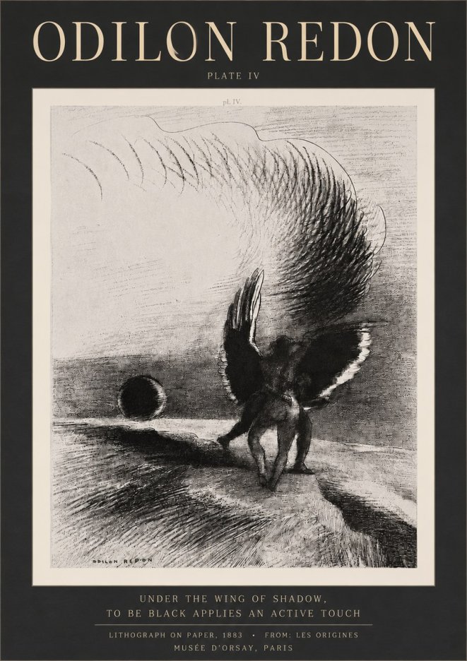 Odilon Redon Sous L'aile D'ombre L'être Noir Appliquait Une Active Morsure Plate Iv No3 - Poster