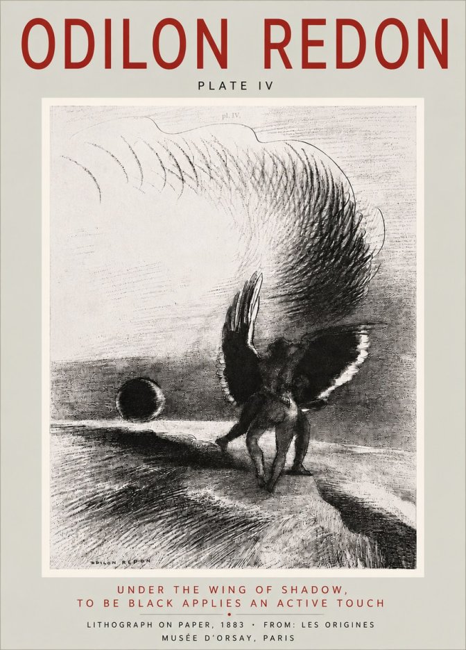 Odilon Redon Sous L'aile D'ombre L'être Noir Appliquait Une Active Morsure Plate Iv No6 - Poster