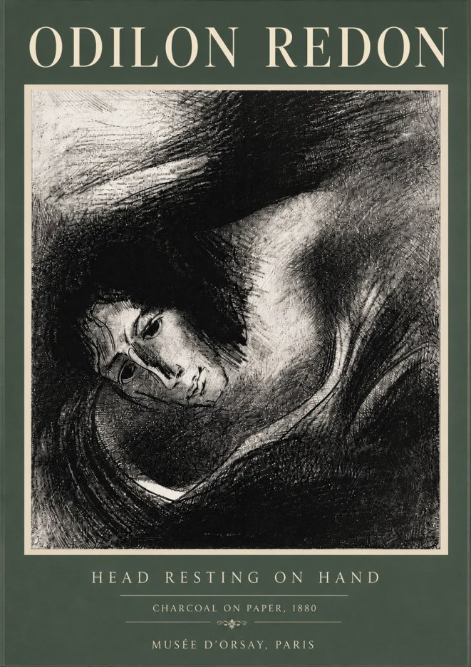 Odilon Redon Head Resting on Hand No6 - Poster