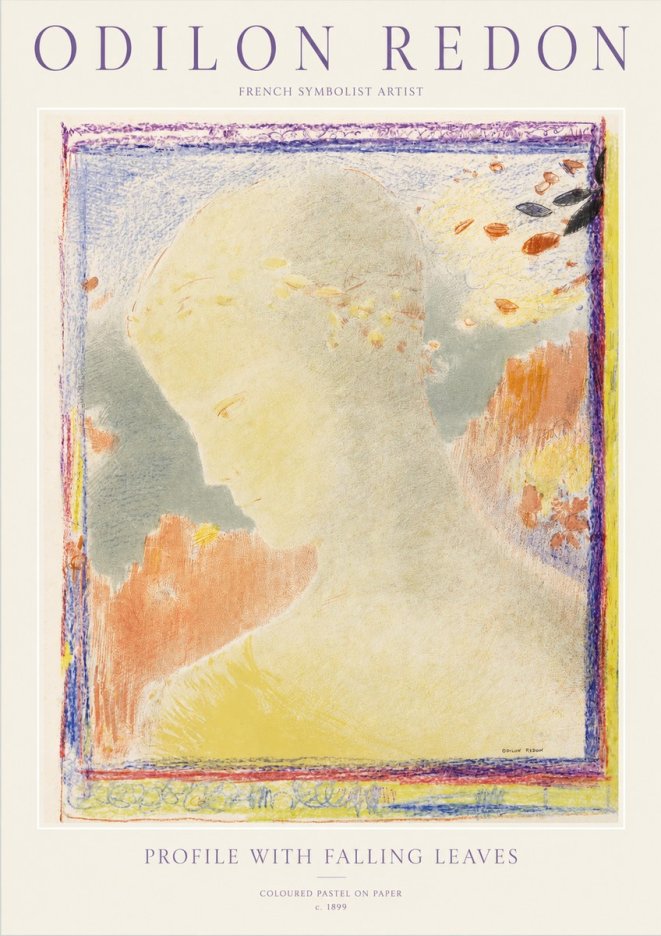 Odilon Redon Profile with Falling Leaves No1 - Poster
