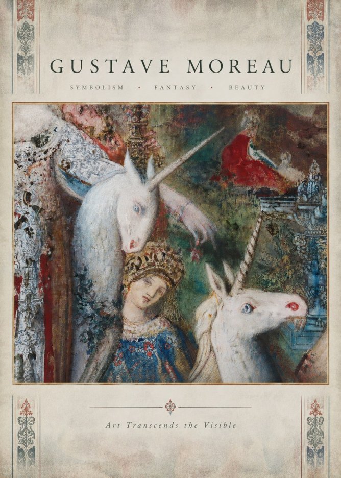 Gustave Moreau The Unicorns II No4 - Poster