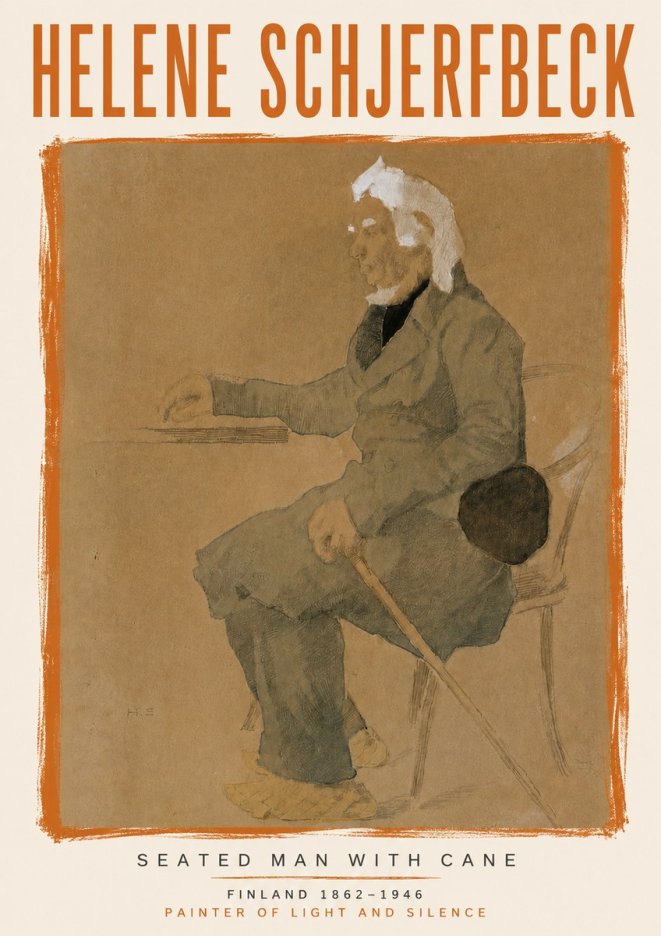 Helene Schjerfbeck Seated Man with Cane No6 - Poster